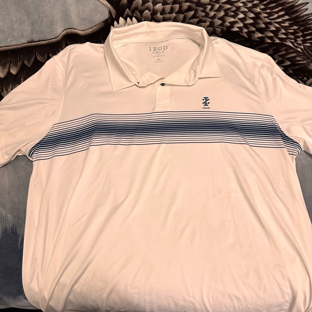 IZOD Men's Polo Shirt with White and Blue Stripes